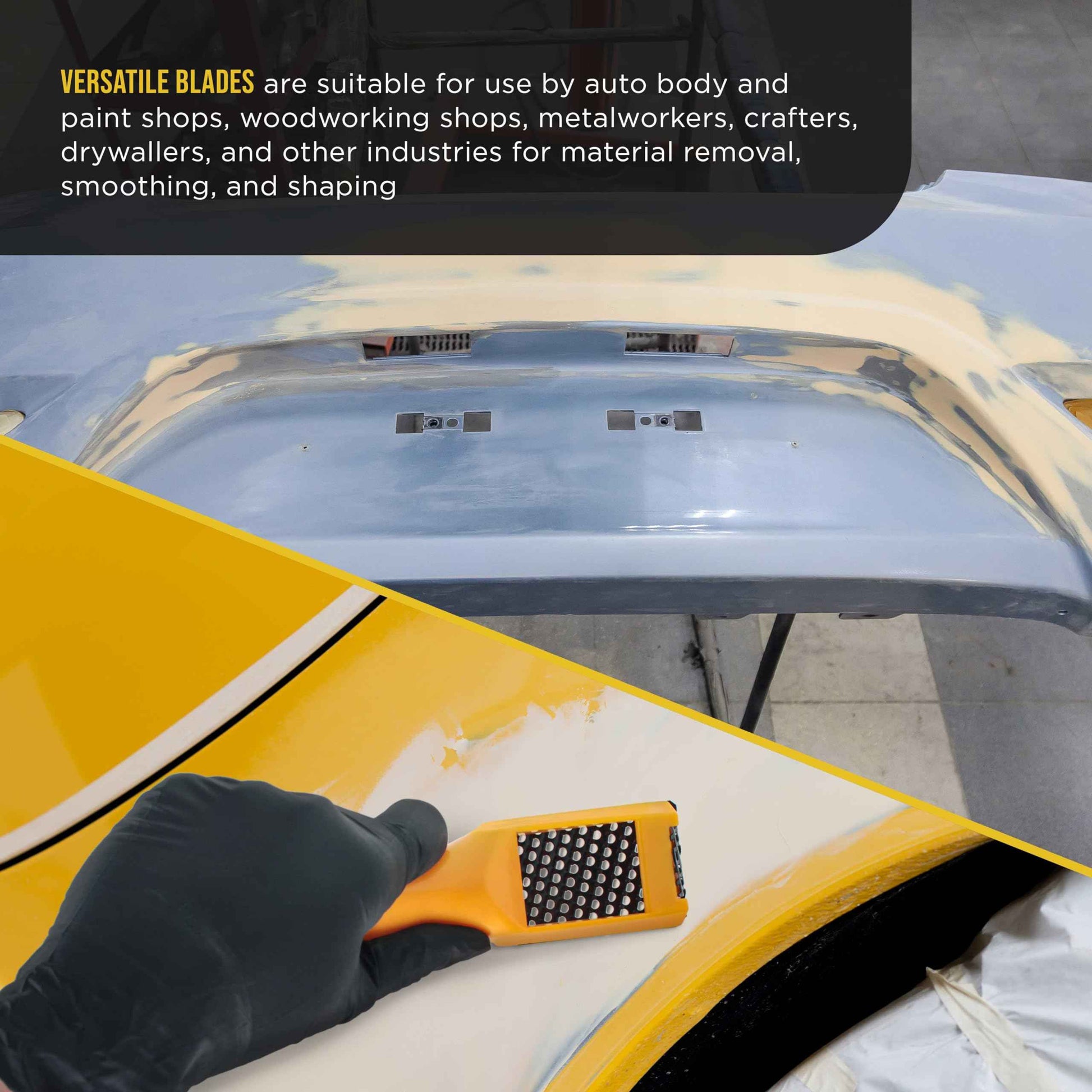 Dura-Gold 2-1/2" Shaver Blade Holder, 2 Pack, Includes 5 Total Standard Cut Replacement Blades - Steel Rasp Block Plane, Cheesegrater, Auto Body Filler, Dent Repairs, Wood Fiberglass - File Tool