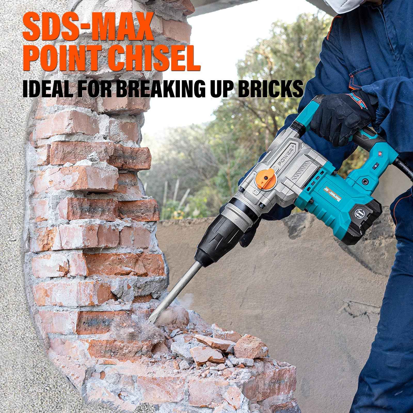 Berserker 3 pc. SDS Max Chisel Set with Point Chisel, Flat Chisel & Scaling Chisel, Masonry Concrete Tile Removal Bits, Compatible with All SDS-Max Rotary Hammer Drills and Demolition Jack Hammers