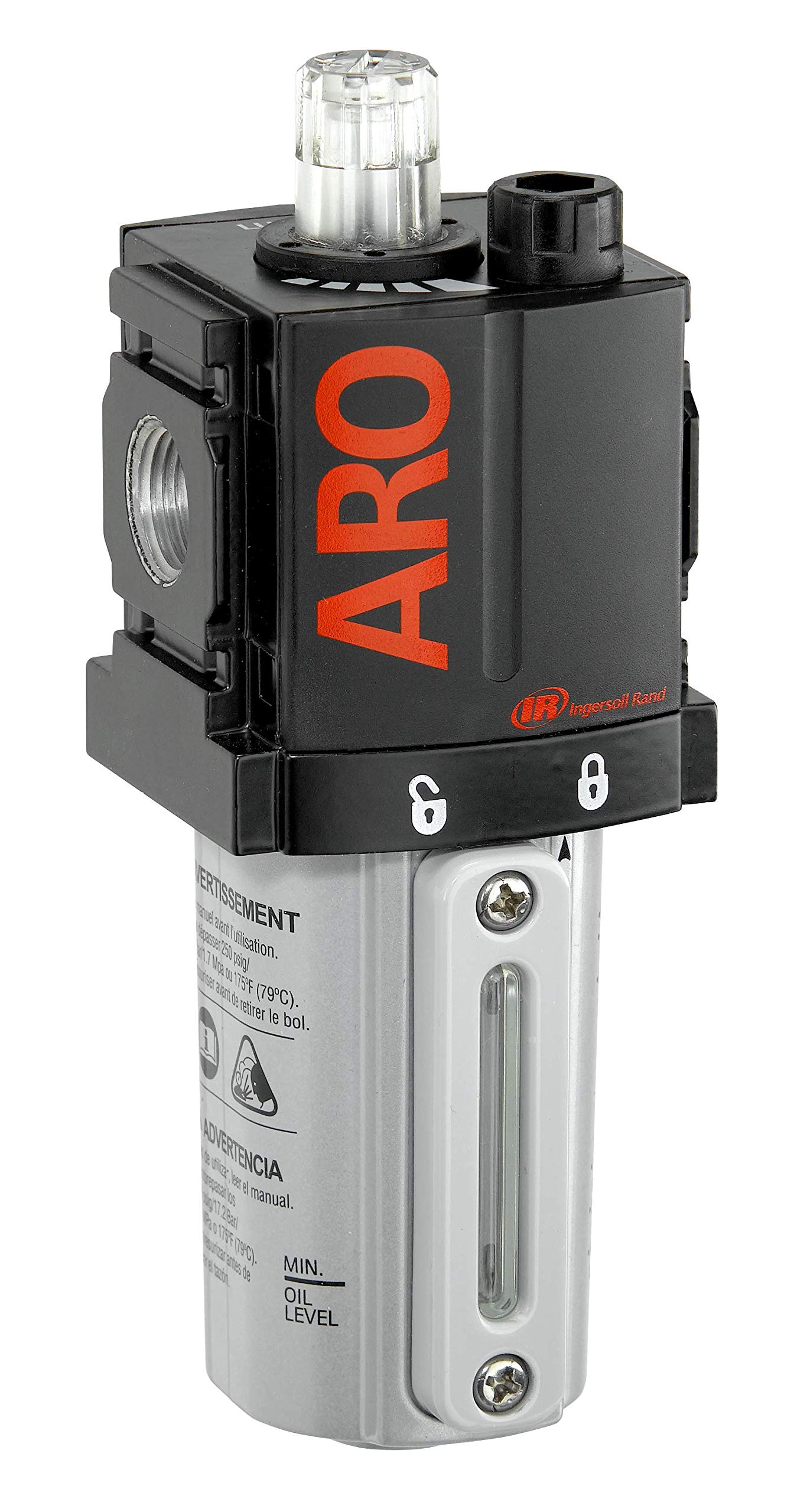 ARO Ingersoll Rand ARO L36341-100-VS Air Line Lubricator, 1/2" NPT - 150 psi Max Inlet, Black/Gray