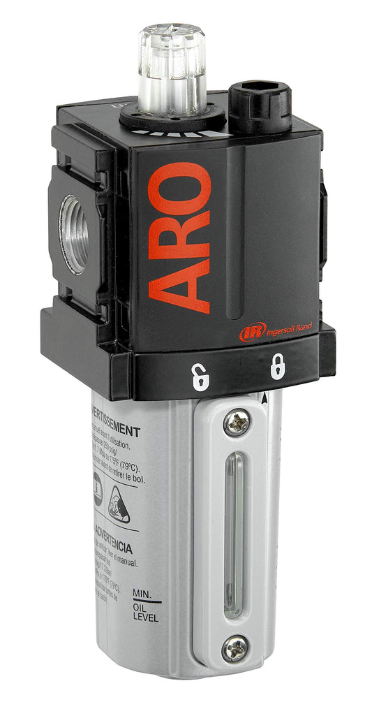 ARO Ingersoll Rand ARO L36341-100-VS Air Line Lubricator, 1/2" NPT - 150 psi Max Inlet, Black/Gray