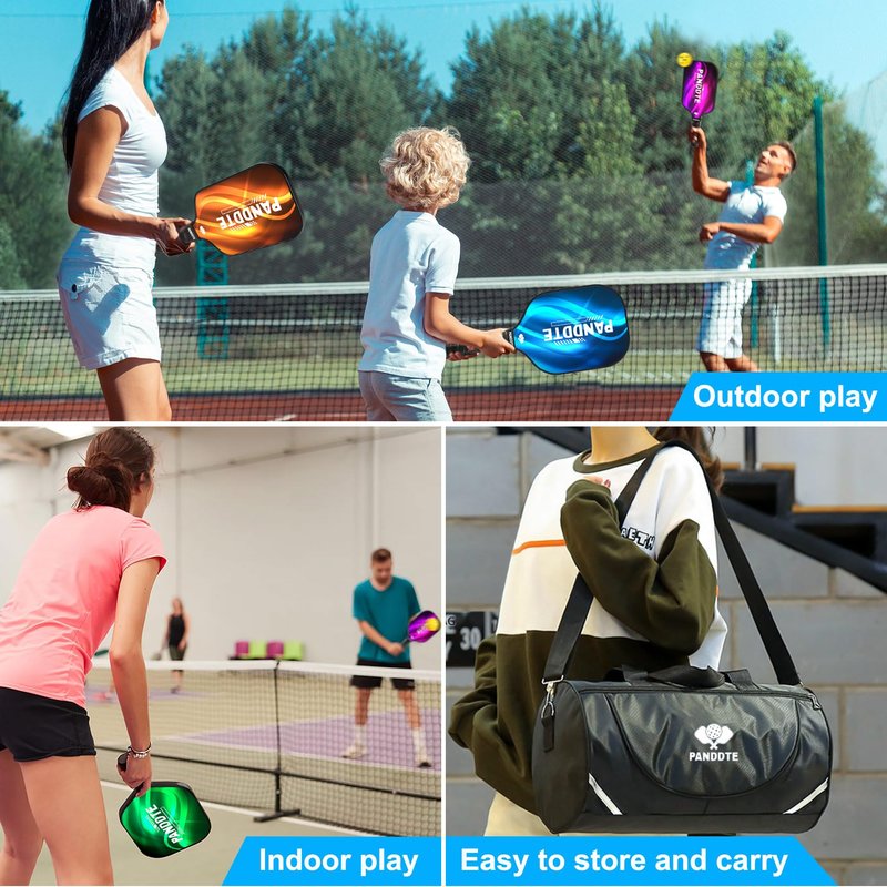 Pickleball Paddles, Graphite Pickleball Paddle Set of 4, Pickleball Set with 4 Pickleball Balls, 4 Replacement Grip,and Bag, Pickleball Rackets for Beginners & Pros