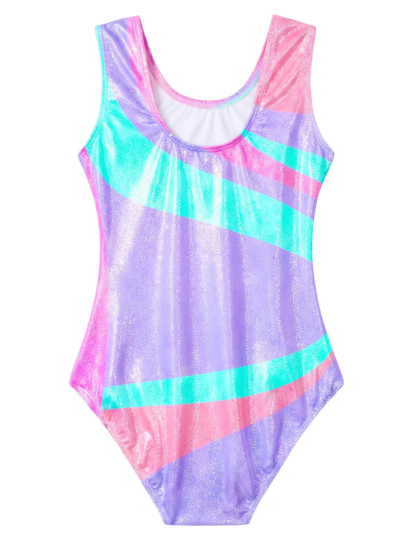Domusgo Gymnastics Leotards for Girls 6-7 Years Purple Blue Floral Bodysuit