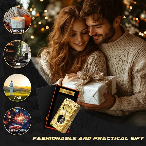 Triple Torch Lighter 5-in-1 with Cutter, Punch, Holder, Draw Enhancer Tool, Windproof Jet Flames, Gifts for Men, Multi-Functional Accessories, Butane Refillable All-in-1 Lighter for Travel, Outdoors