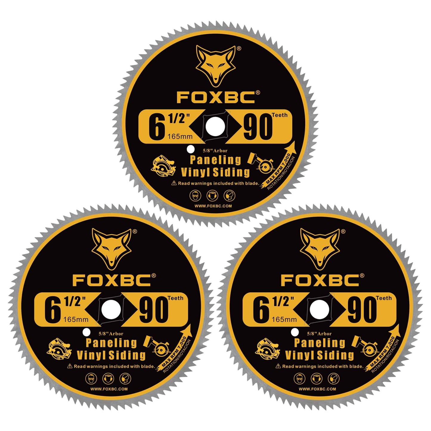 FOXBC 6-1/2 Inch 90 Tooth Circular Saw Blade for Paneling and Vinyl Siding Wood Cutting with 5/8-Inch Diamond Arbor