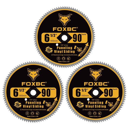 FOXBC 6-1/2 Inch 90 Tooth Circular Saw Blade for Paneling and Vinyl Siding Wood Cutting with 5/8-Inch Diamond Arbor