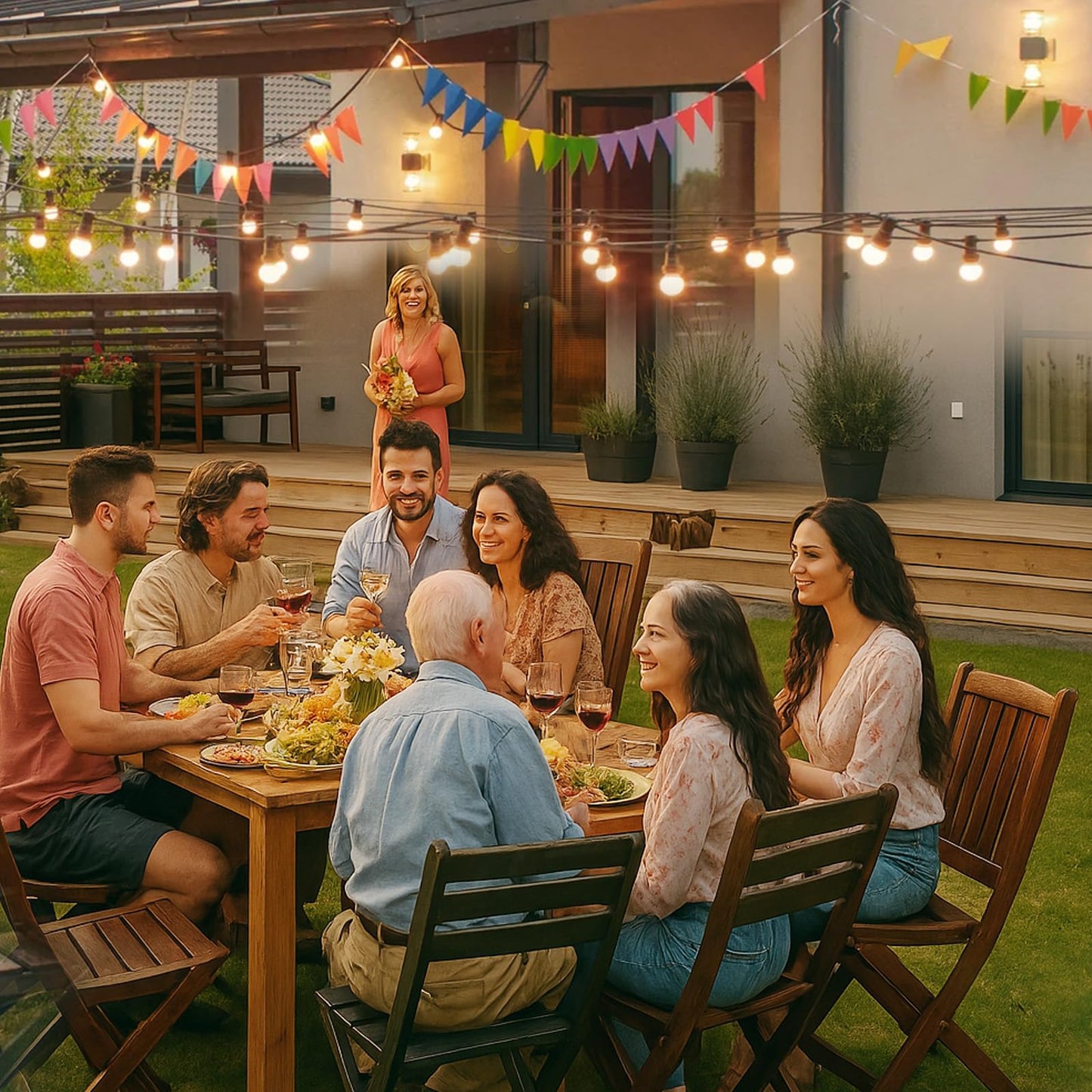 13ft Smart Outdoor String Lights Extension Cord，4m Power Cable with 3-Pin Plug，Compatible with Go-ve Lights (13FT)