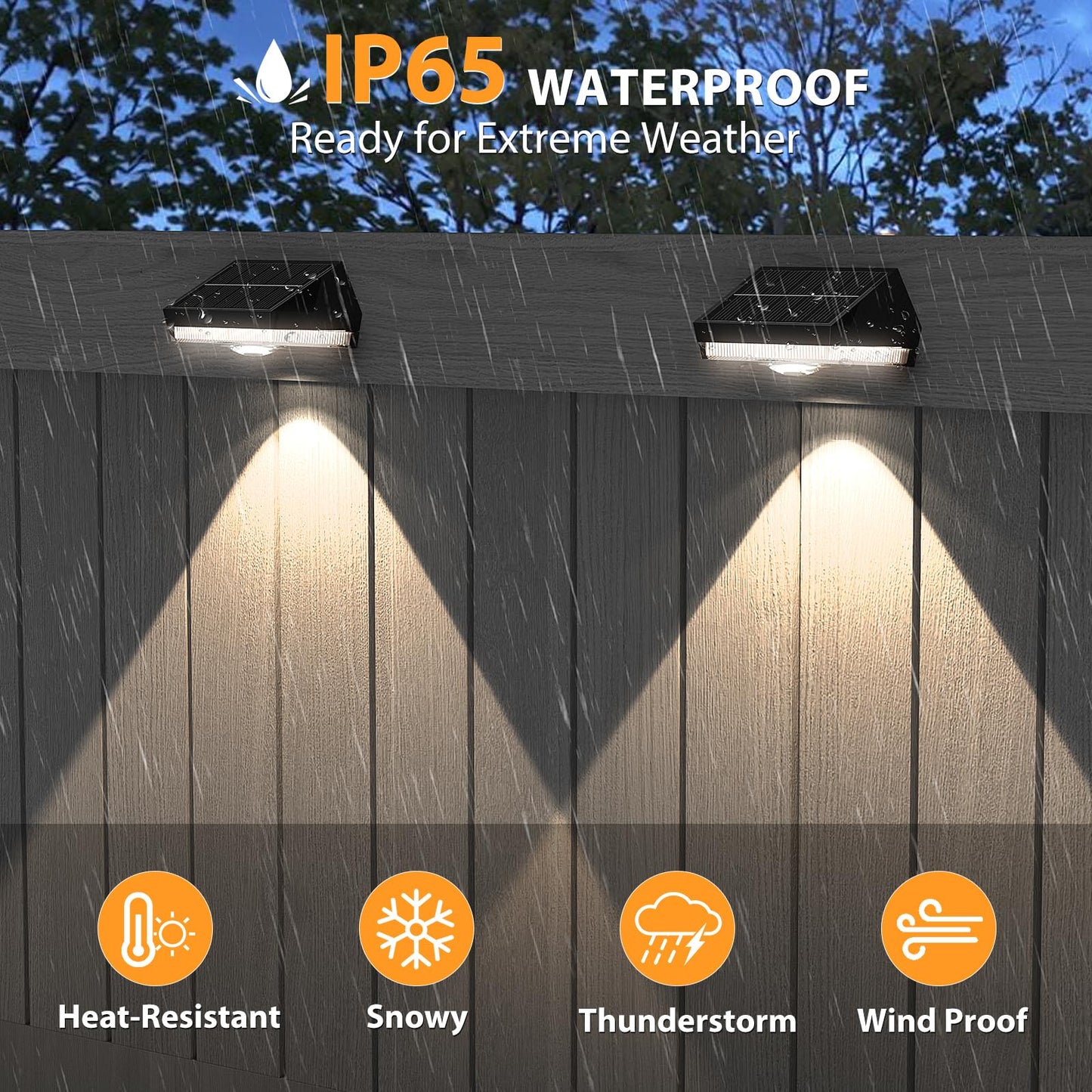 UGDLUCK Solar Fence Lights,Warm White & Cool White & RGB 7Colors ＆ Color Changing Mode IP65 Waterproof Solar Lights Outdoor for Deck/Patio/Backyard/Wall/Pool/Fence/Railing/Step(20Pack)