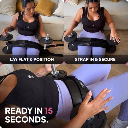 Hip Thrust Belt for Women – Adjustable Glute Belt for Dumbbells, Kettlebells & Plates – 400 lbs Support, No Hip Pain, Dual-Strap Thrust Belt for Home & Gym