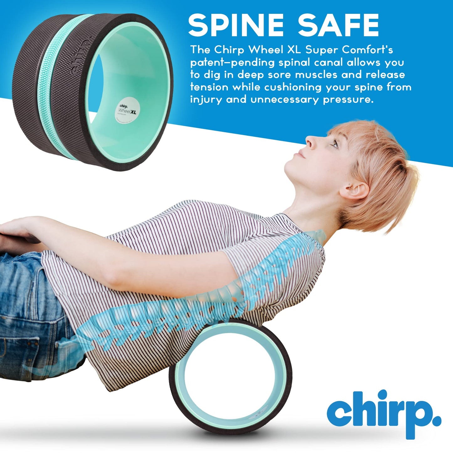 Chirp Wheel XL Back Massage Roller, Wider Back Stretcher, 500 lbs