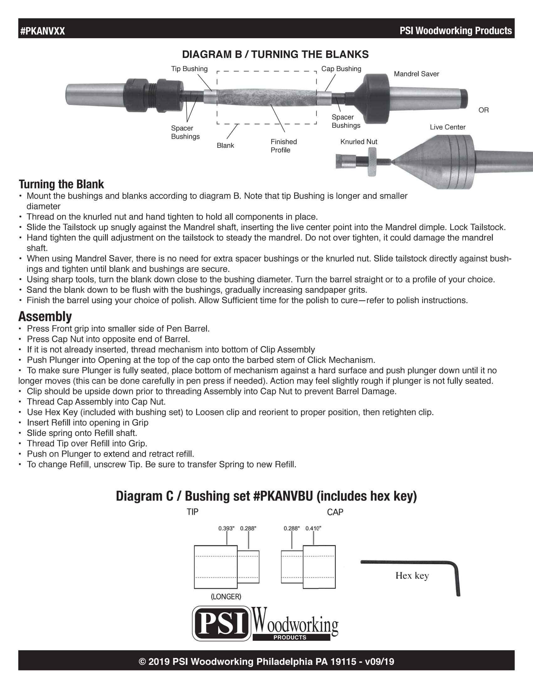 Penn State Industries PKANVSS Anvil EDC Click Ballpoint Pen Kit Starter Package Woodturning Project, Multi