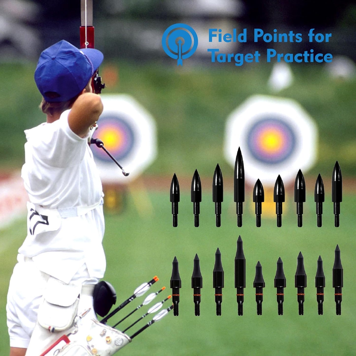 Skiennix Archery Arrow Tips - 12pcs 100/125/150/200 Grain Field Tips for Recurve & Compound Bows