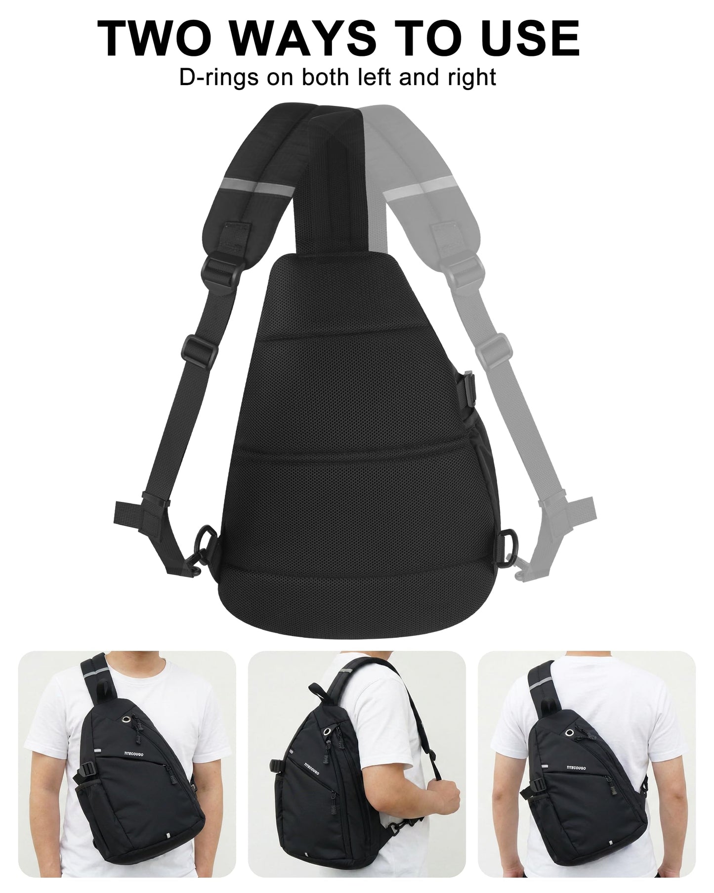TITECOUGO Sling Backpack Travel Shoulder Bag Lightweight Chest Daypack One Strap Crossbody Bags Camp Day Packs for Women and Men Hiking Accessories Large Coffee