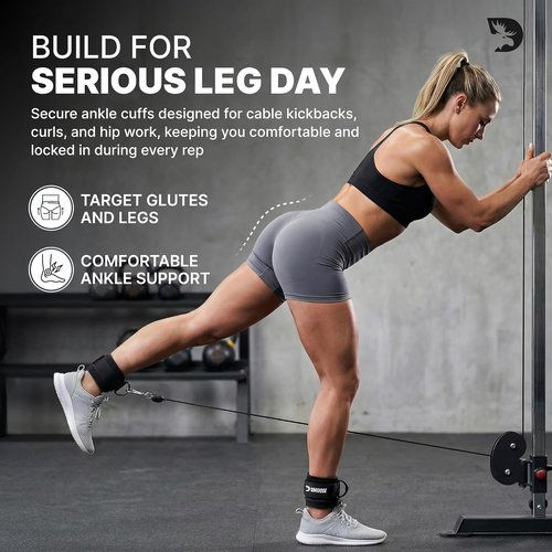 DMoose Fitness Ankle Strap - Premium Padded Cuffs for Cable Machines | Ideal for Booty Workouts & Leg Extensions