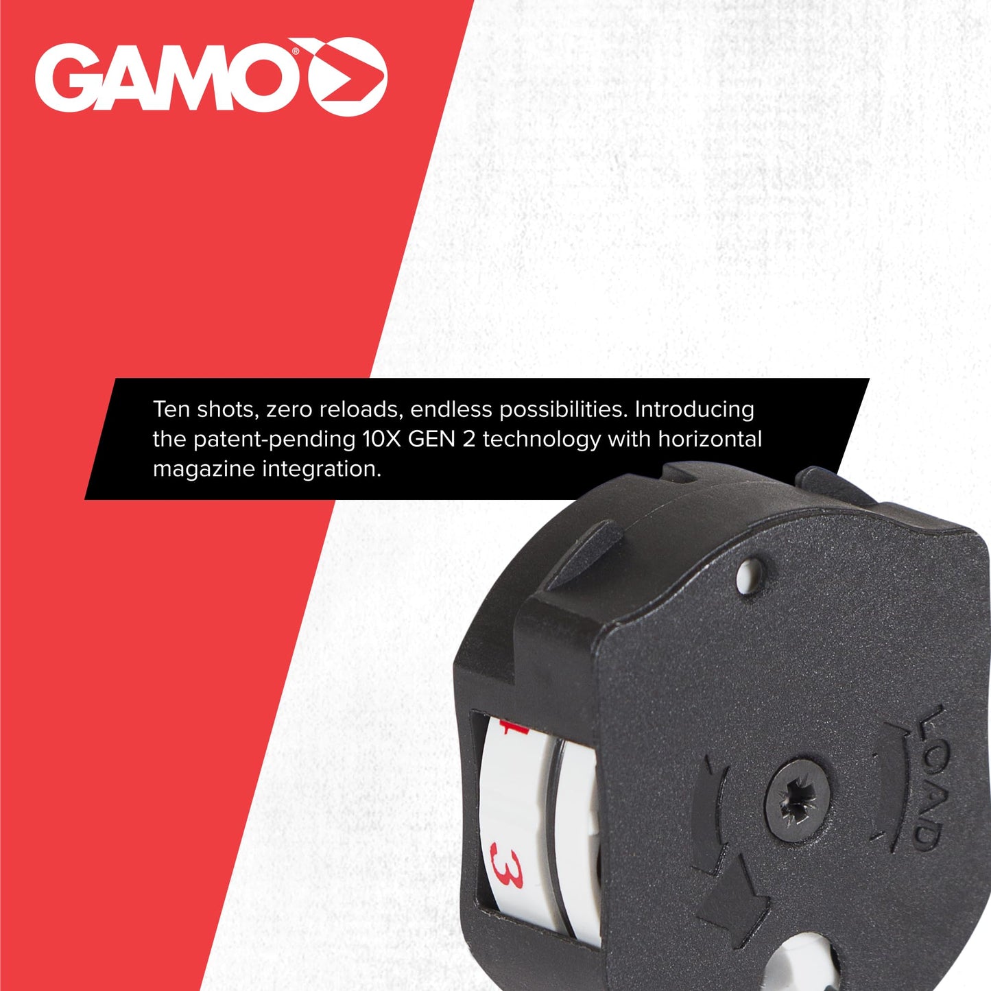 Gamo 10X GEN2 Quick-Shot Magazine .177 Cal, 10 Rounds, Rotary Clip, for Swarm Fusion and Swarm Maxxim, Black