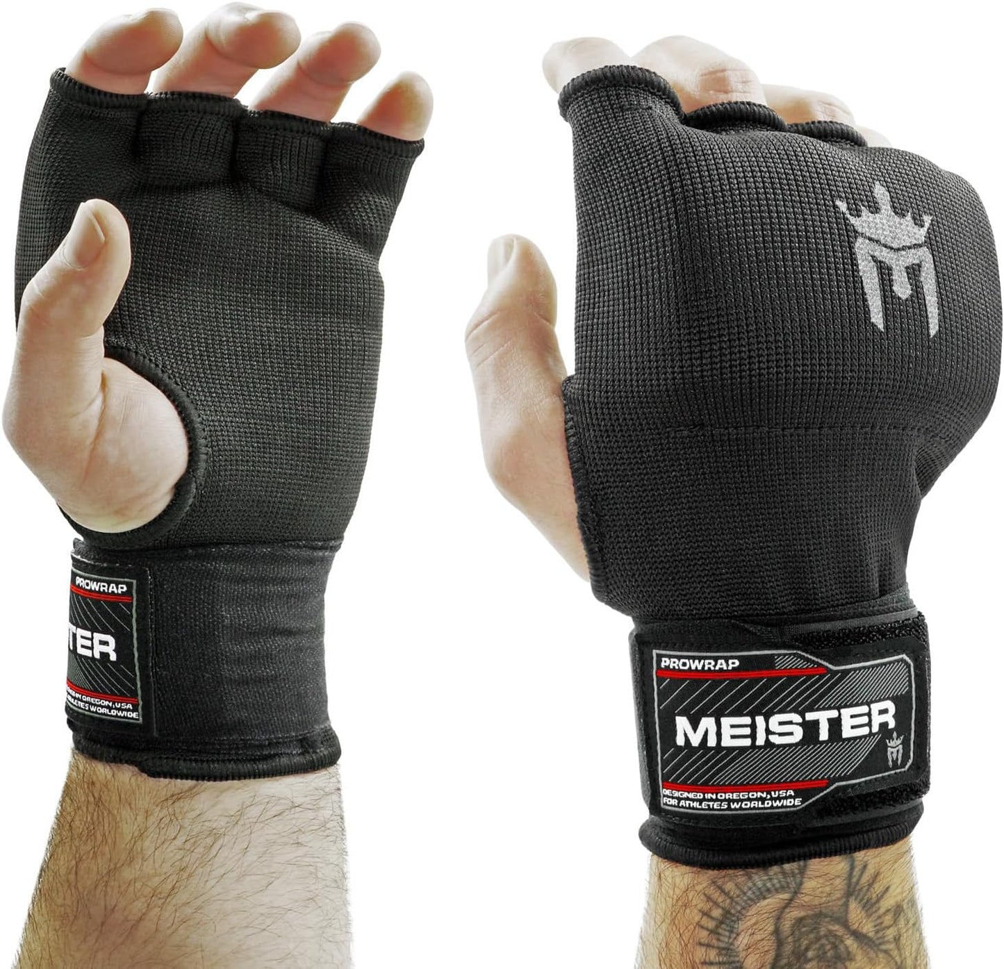 Meister Padded ProWraps | Inner Hand Wrap Gloves for Enhanced Protection - Black (Pair)