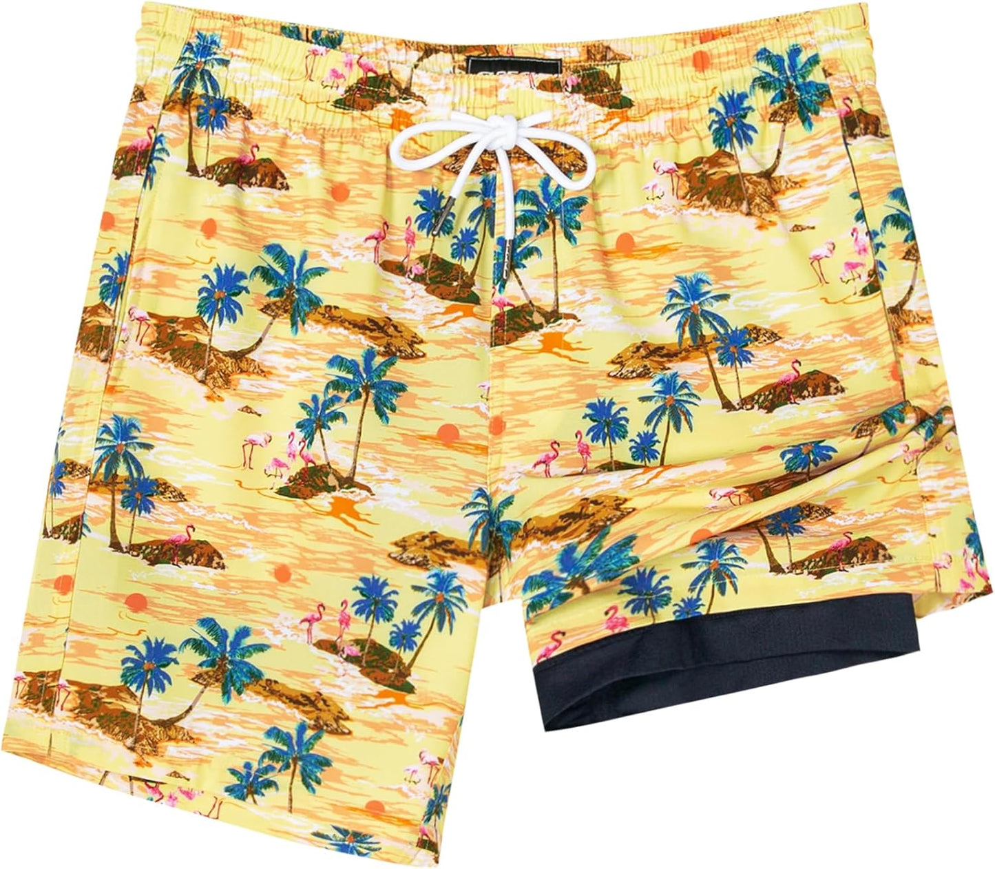 Surf Cuz Men's Swim Trunks - Quick-Dry 7" Swim Shorts with Compression Liner for Comfort
