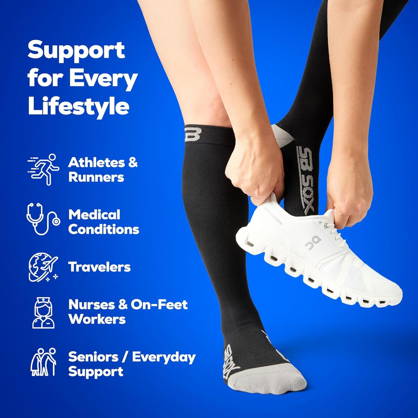SB SOX Compression Socks - 20-30mmHg Support for Men & Women | Ideal for Travel, Sports, and Daily Comfort