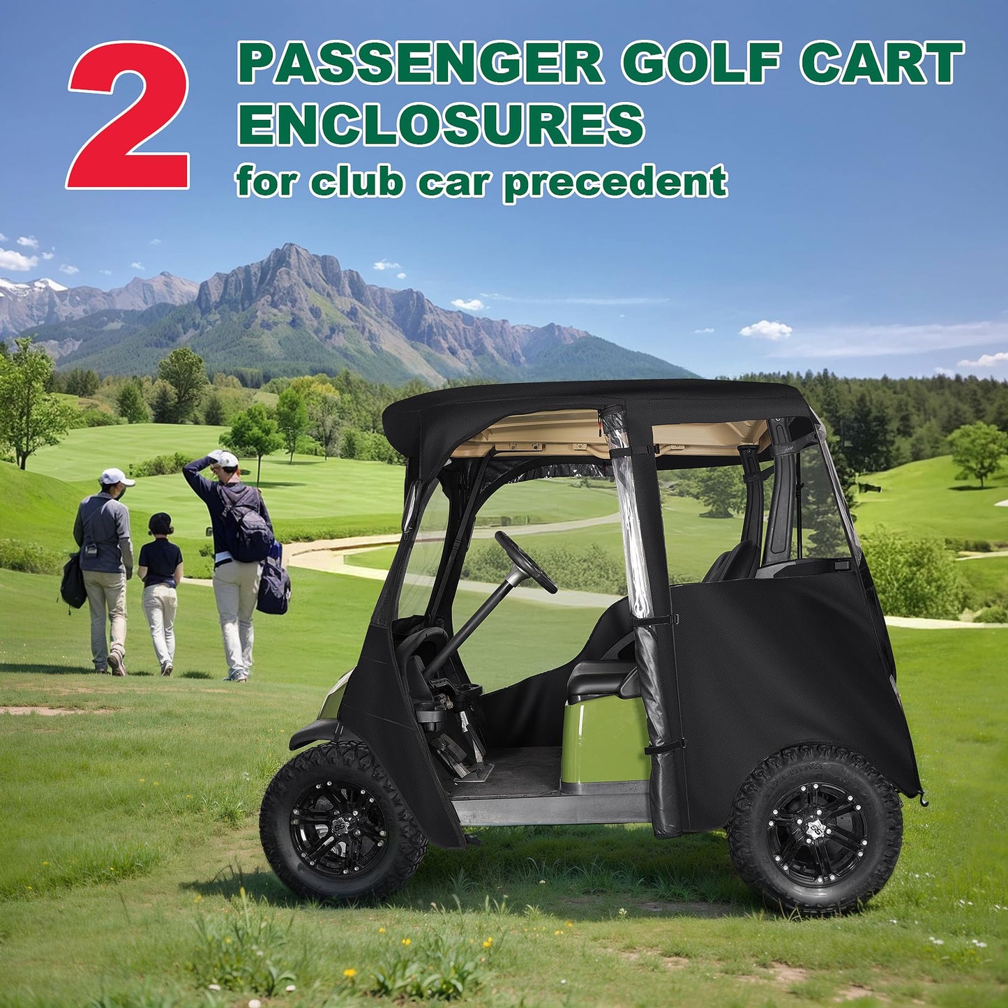 10L0L Deluxe 2 Passenger Golf Cart Enclosure for Club Car Precedent,Onward & Tempo Waterproof Windproof Portable Transparent Golf Cart Rain Enclosures Storage Cover - 57" Roof Fit
