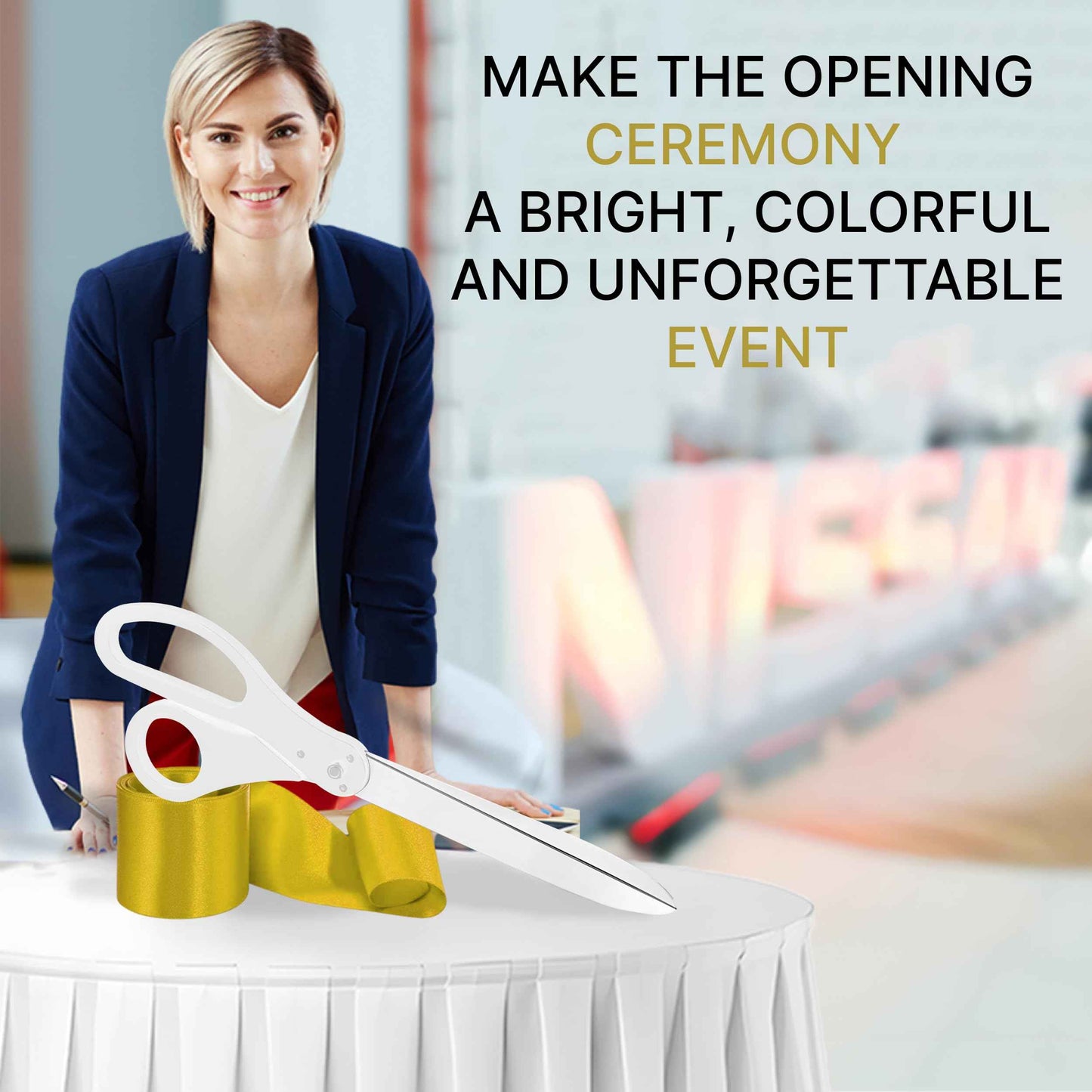 25" White Ceremonial Scissors – Giant Ribbon Cutting Scissors for Grand Opening Large Shears for Ceremony Supplies Big 25 Inch Shears for Events Ribbon and Decorations Kit