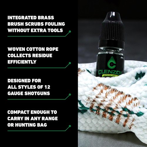 CLENZOIL Field & Range Cobra Bore Cleaner | Gun Barrel Cleaning Tool | Brass Brush Embedded in Cotton Bore Rope