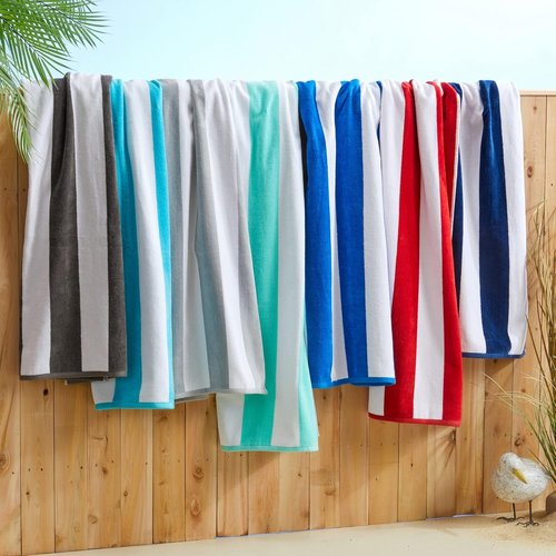 Market & Place 100% Cotton Velour Beach Towel Set - Ultra Soft, Plush & Highly Absorbent | 30" x 60" | Charcoal (4-Pack)