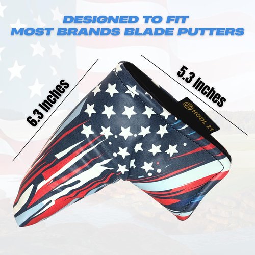 HODL 21 Stars & Stripes American Flag Golf Putter Cover - USA Flag Design, Fits Blade Putters, Waterproof & Protective Golf Club Cover, Stars and Stripes Design