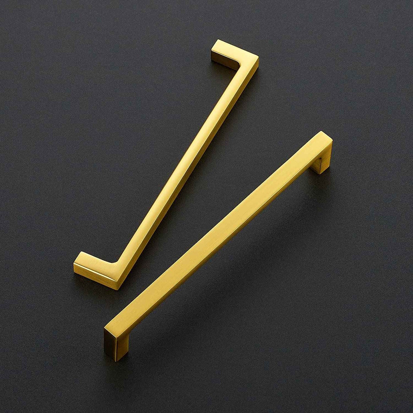 Ravinte 5 Pack Solid 6-1/4 Inch Square Cabinet Handles - Brushed Brass Drawer Pulls - Kitchen Hardware