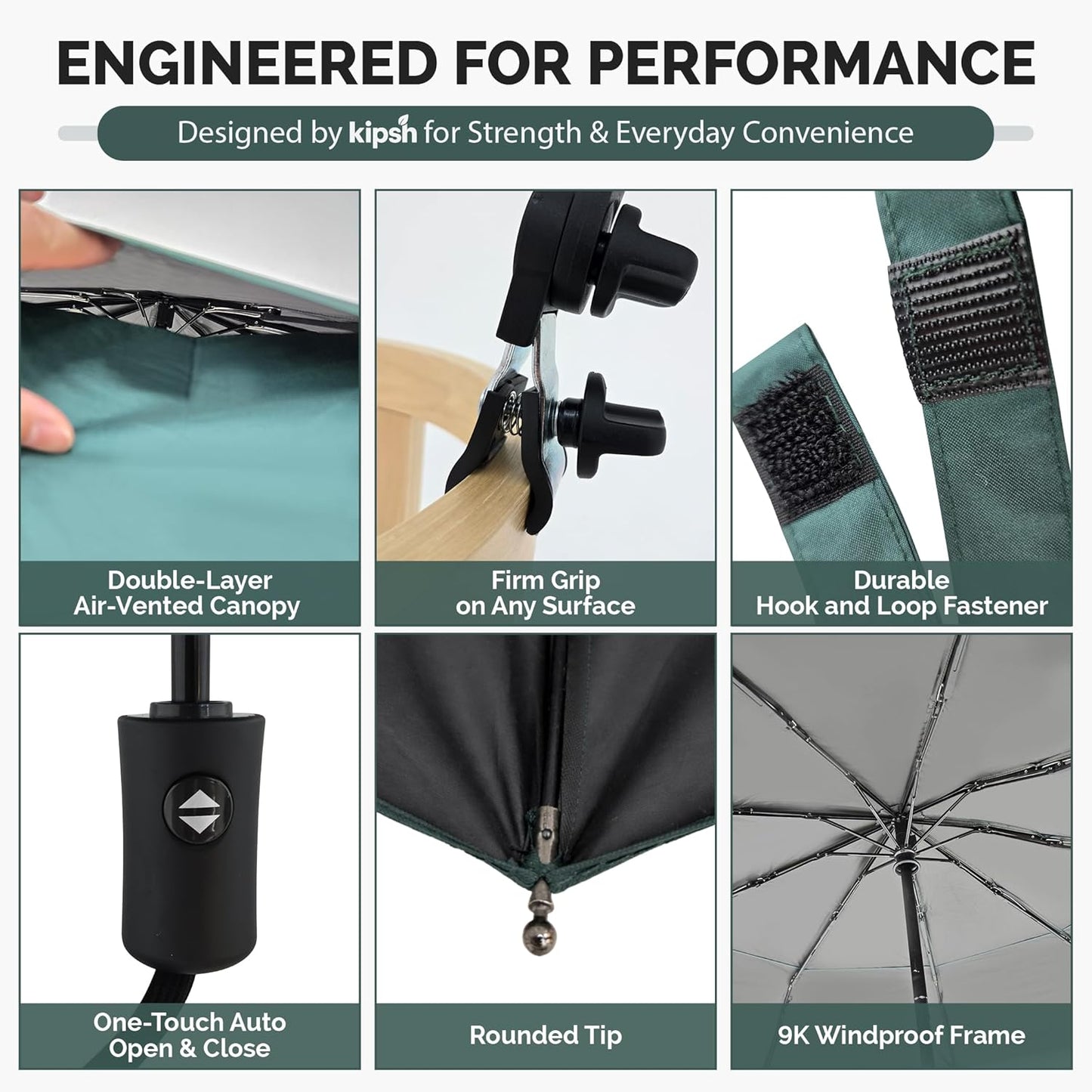 Universal Adjustable Clamp Beach Chair Umbrella by [Brand Name] - Lightweight Portable Sunshade for Strollers, Pools, and Camping (Dark Green)
