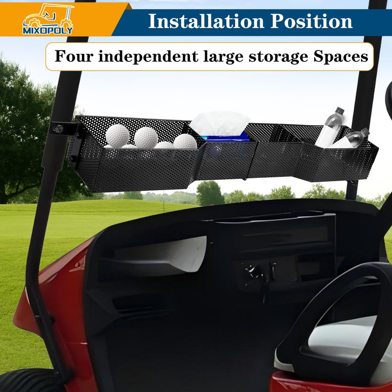 Mixopoly Golf Cart Front Inner Basket for EZGO TXT/RXV 2008-up, Solid Dash Storage Tray Organizer, Sturdy and No Rattles