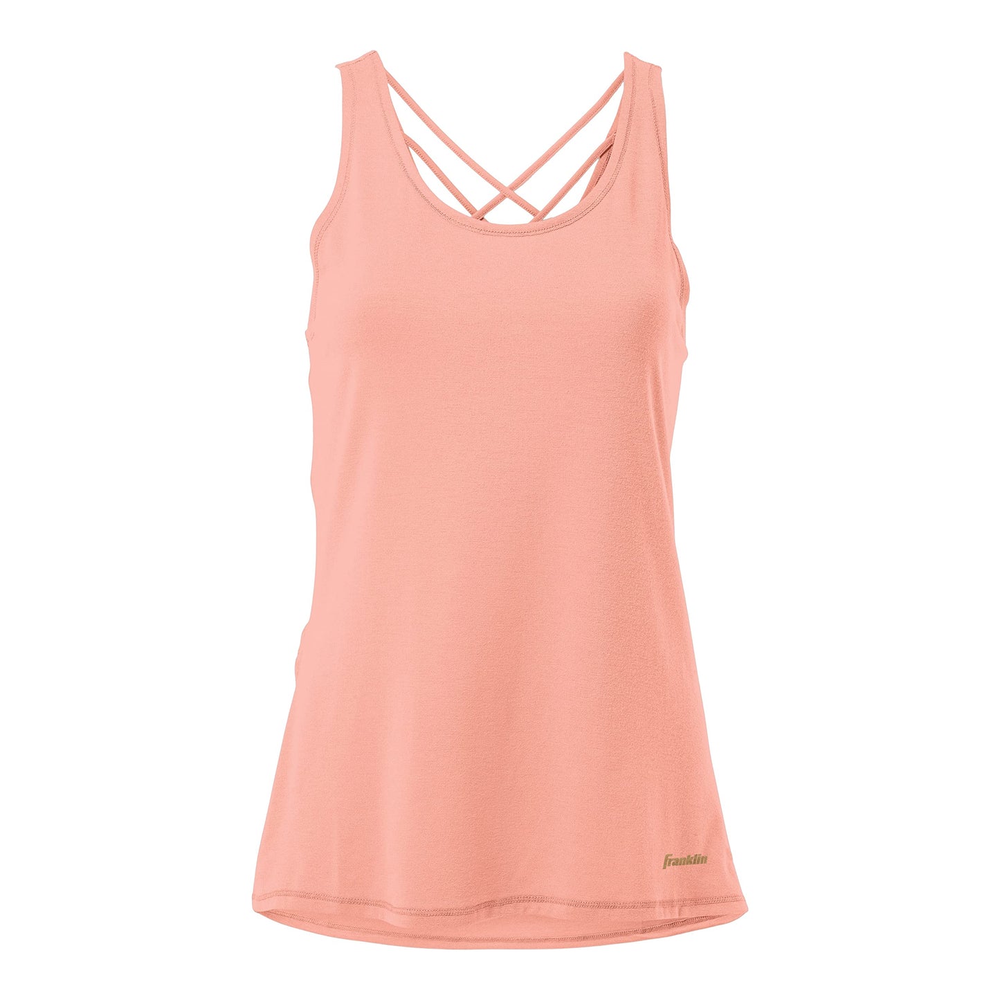 Franklin Sports Women's Sports Tank Top - White Athletic Lattice Back Tank Top for Pickleball, Tennis, Golf + Other Sports - Comfortable Relaxed Fit Spandex Blend - Women's Small - Rose Gold