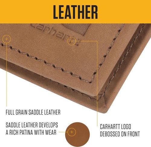 Carhartt Men's Saddle Leather Wallet - Stylish Casual Design | Multiple Colors Available