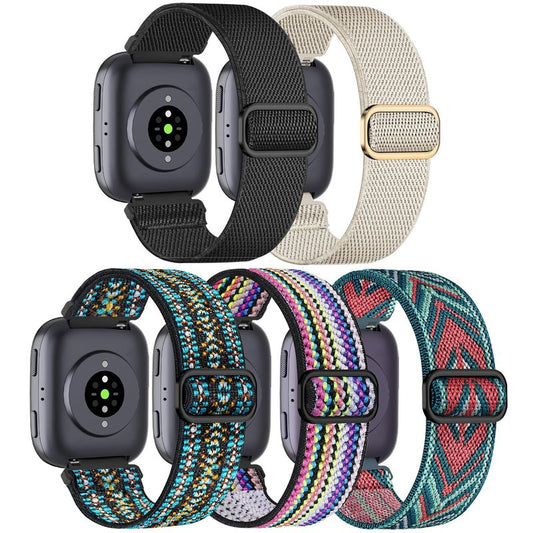 HQzon 5 Pack Elastic Nylon Watch Band Compatible with Amazfit Bip 6/ Bip 5/Gtr 4/Gtr 3/Gtr 2/47mm/Balance, 22mm Elastic Watch Strap for Men and Women