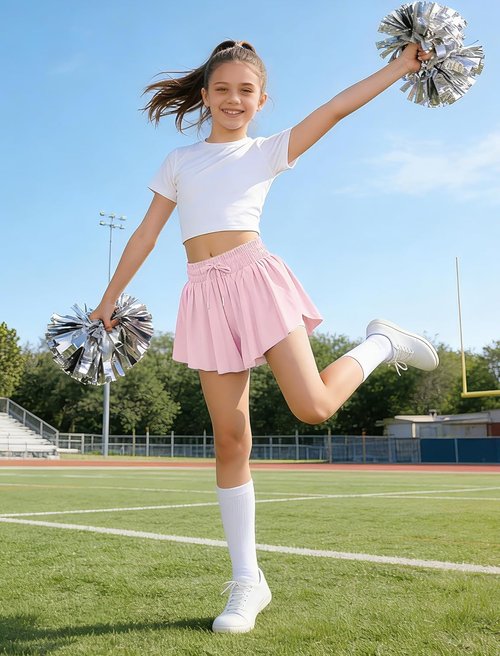 EXARUS Girls Butterfly Shorts - Flowy Athletic Dance Skorts for Teens | Preppy Outfit for Ages 6-14Y