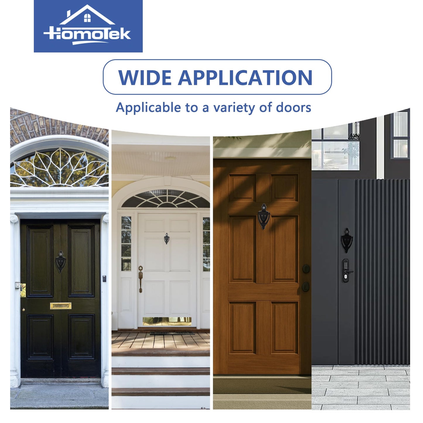 HOMOTEK Door Knocker with 180 Degree Peephole Viewer, Zinc Die-Cast Construction 5 Inch Height for Front Door Security, Black, 1 Pack