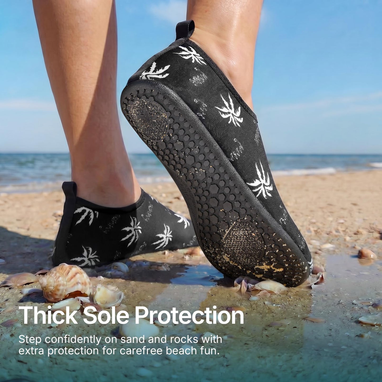Water Socks for Women Men Adult Aqua Swim Shoes Beach River Pool Barefoot Yoga Exercise Wear Sport Accessories Quick-Dry Must Haves Size 7-8Women/6-7Men(N-Coconut)