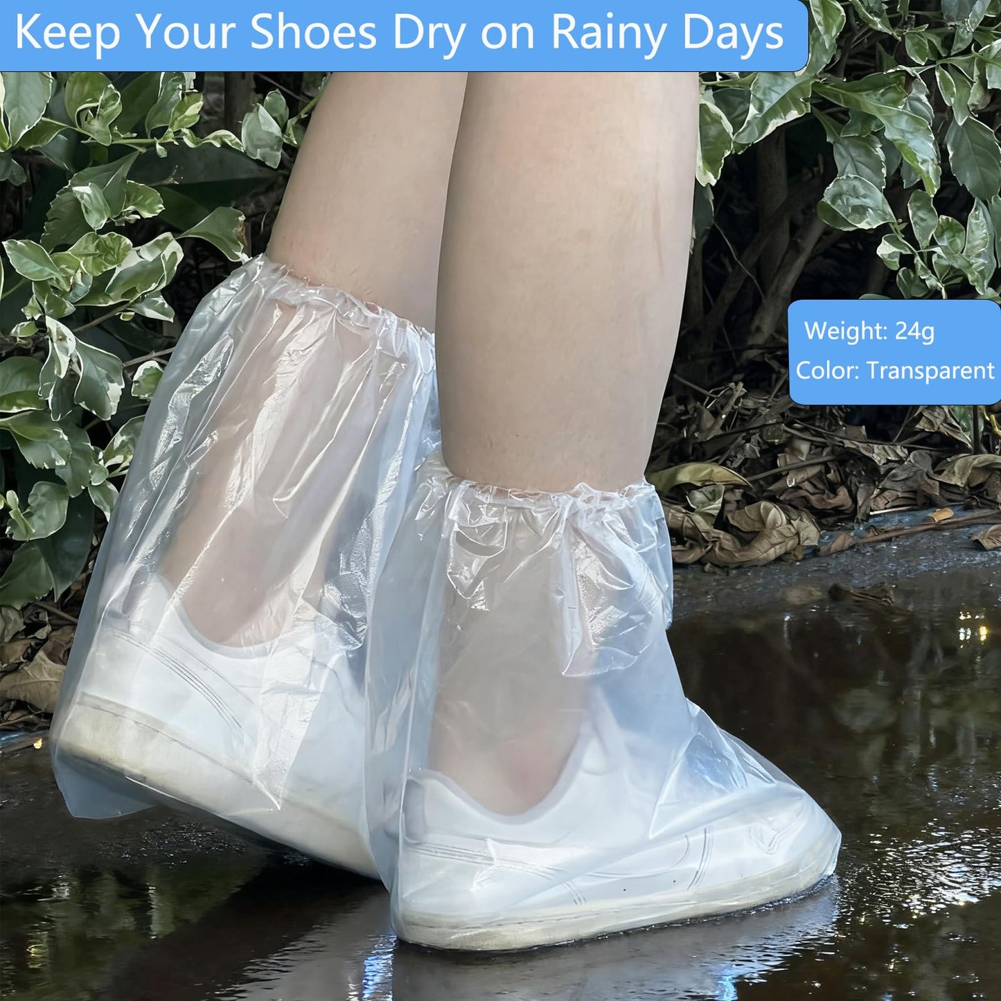 10 Pairs Waterproof Shoe Covers for Rain, Rain Shoe Covers Disposable for Men and Women, Non Slip PE Rain Shoe Covers, Perfect for Outdoor Use, Travel, Farm, Hiking (Transparent)