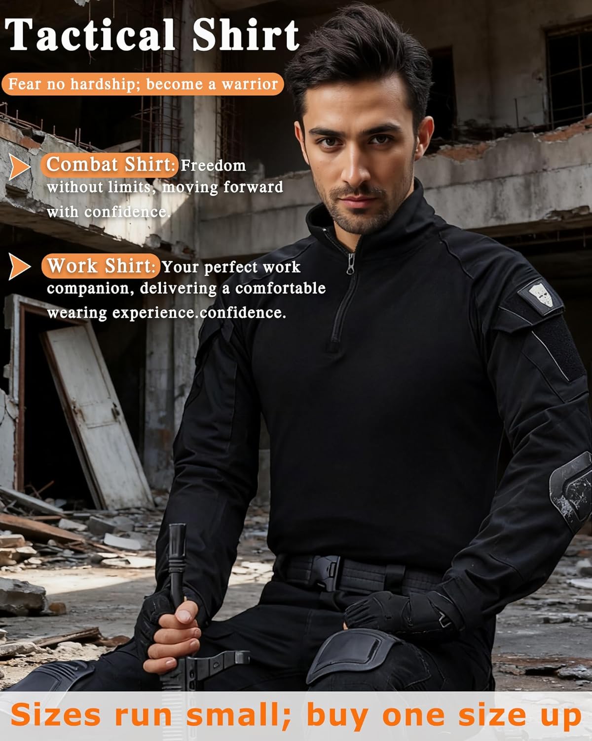 Skiennix Men's Tactical Combat Shirt - Lightweight Long Sleeve Military BDU Top for Paintball & Airsoft