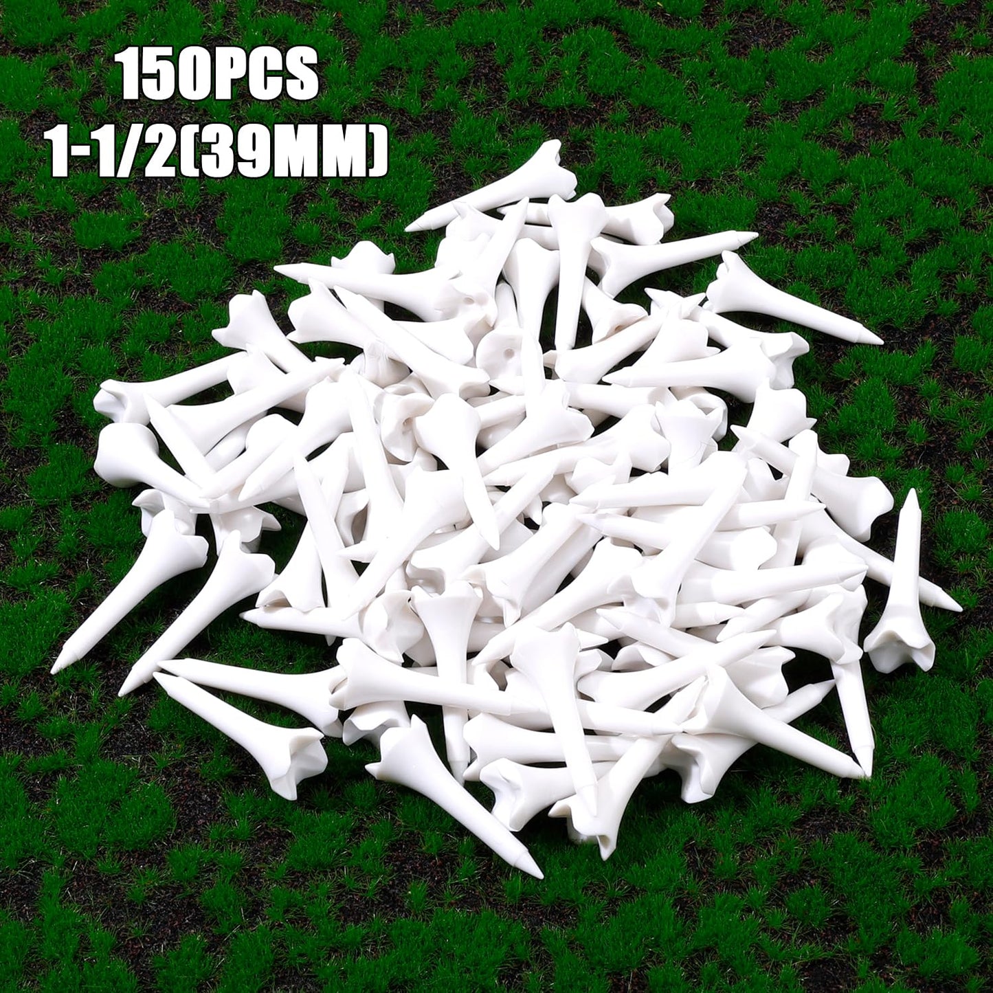 150pcs Plastic Golf Tees, 1 1/2'' Inch 4 Prong High Visibility Practice Golf Mat Tees Flight Low Friction Ideal Path Training Accessories for Irons Par Threes Driving Range Hybrids(White, Short)