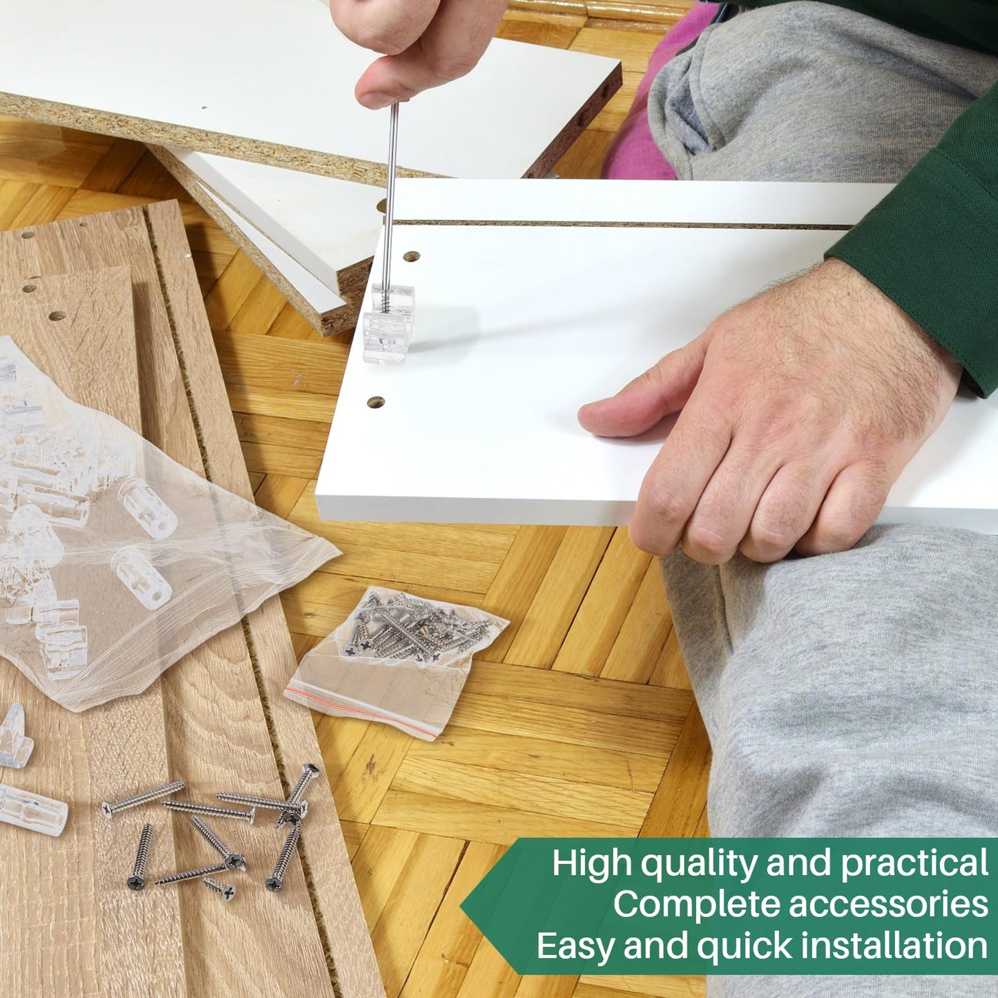 Juexica False Cabinet Front Clip False Drawer Front Clips Sink Tip Out Snap with Screws Screwdrivers for Hardware Replacements(16 Pairs)