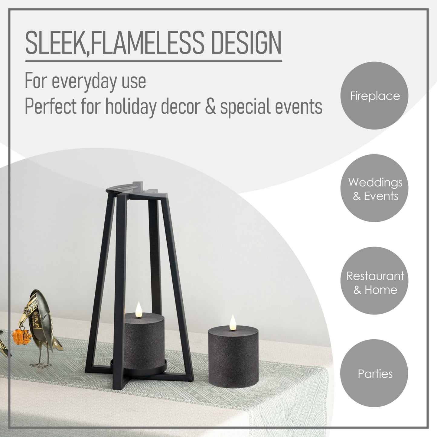 smtyle Halloween Black Flickering Flameless Candles Home Decor Battery Operated with None-Moving Wick LED Pillar Candle 3 x 3 inch Gothic Home Decorations