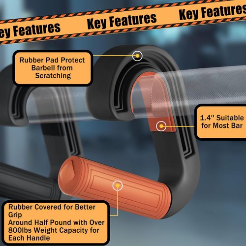 Folaps Pull Up Handles Neutral Grip: Portable Barbell Grip with 2 Detachable Straps for Cable Machine LAT Pull Down T-bar Row Deadlift Shrug