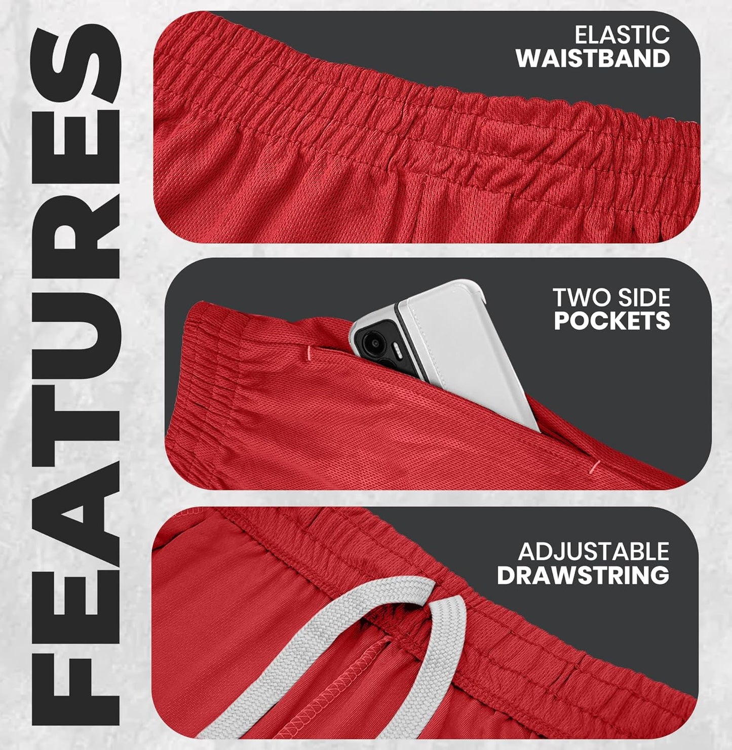 NY Threads Men's Athletic Shorts - Quick Dry Lightweight Workout Shorts with Pockets | Loose-Fit Design