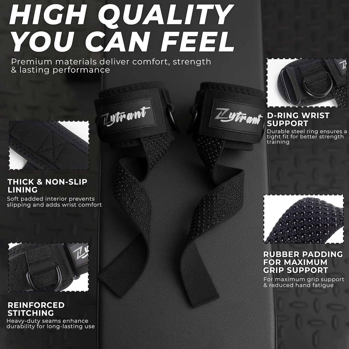 Skiennix Weight Lifting Straps - Heavy Duty Cuffed D Ring for Enhanced Grip & Comfort | Secure Fit for Gym Training