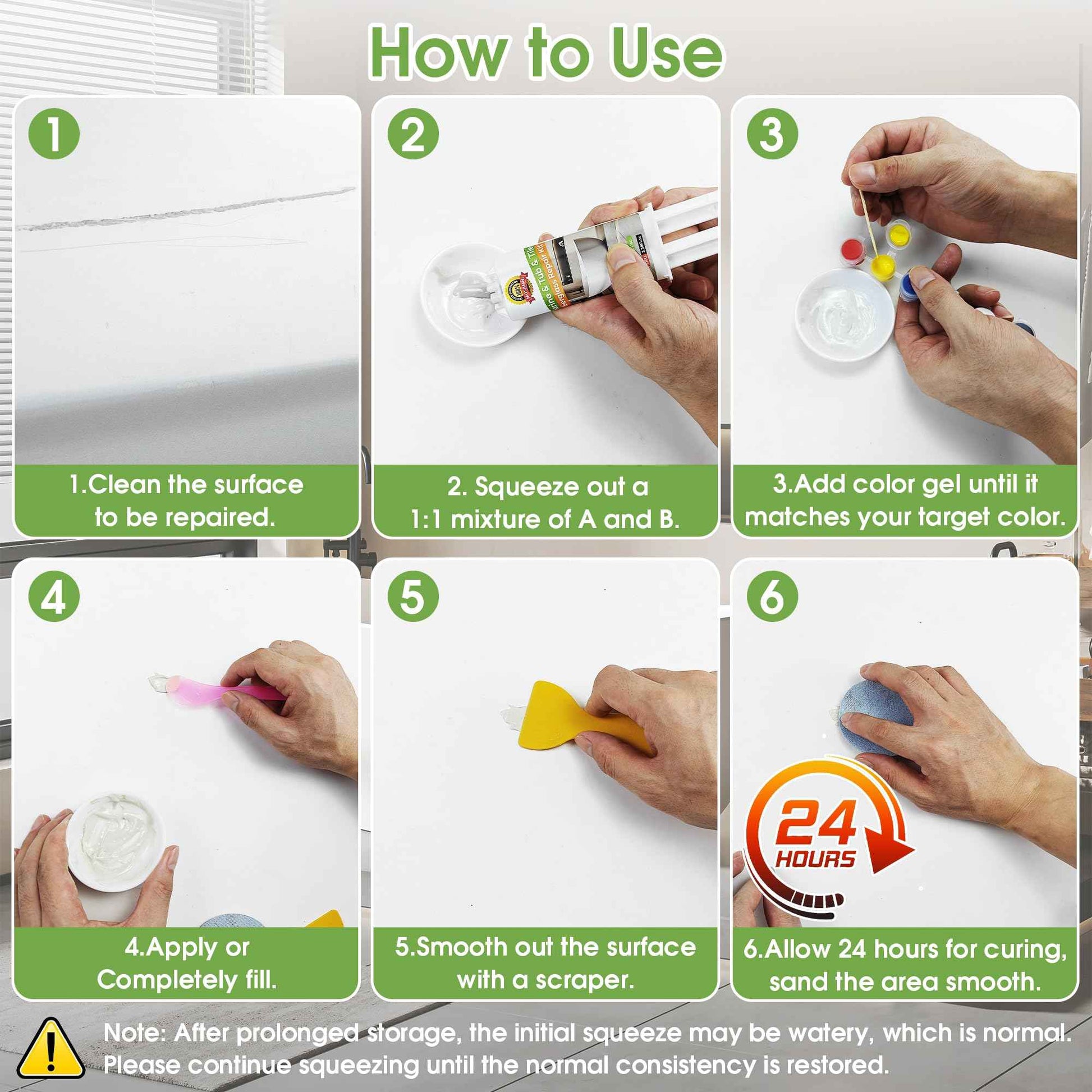 MOSAMNI Bathtub Repair Kit White for Tubs, Fiberglass Showers, Tiles, Sinks & Countertops, Fix Chips, Cracks, Holes, Scratches on Porcelain, Enamel, Acrylic, Granite, Ceramic, Quartz Surfaces