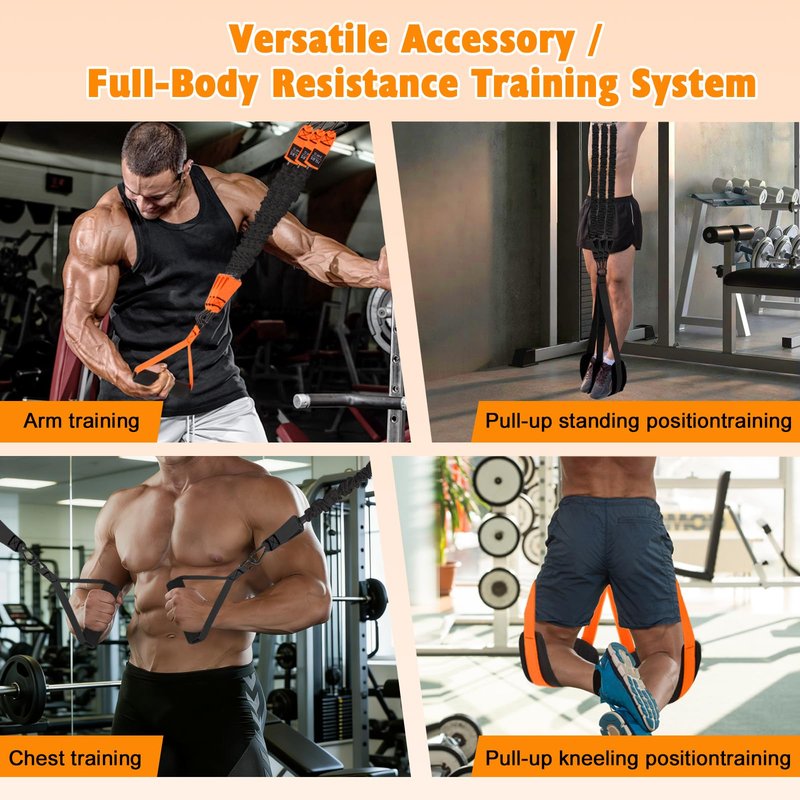 Pull Up Assistance Bands with Handles,Adjustable Heavy Duty Resistance Band for Pull Up,Comfortable Fabric Feet/Knee Rest,Pull Up Assist Band,Home Fitness,Muscle Training(Black)