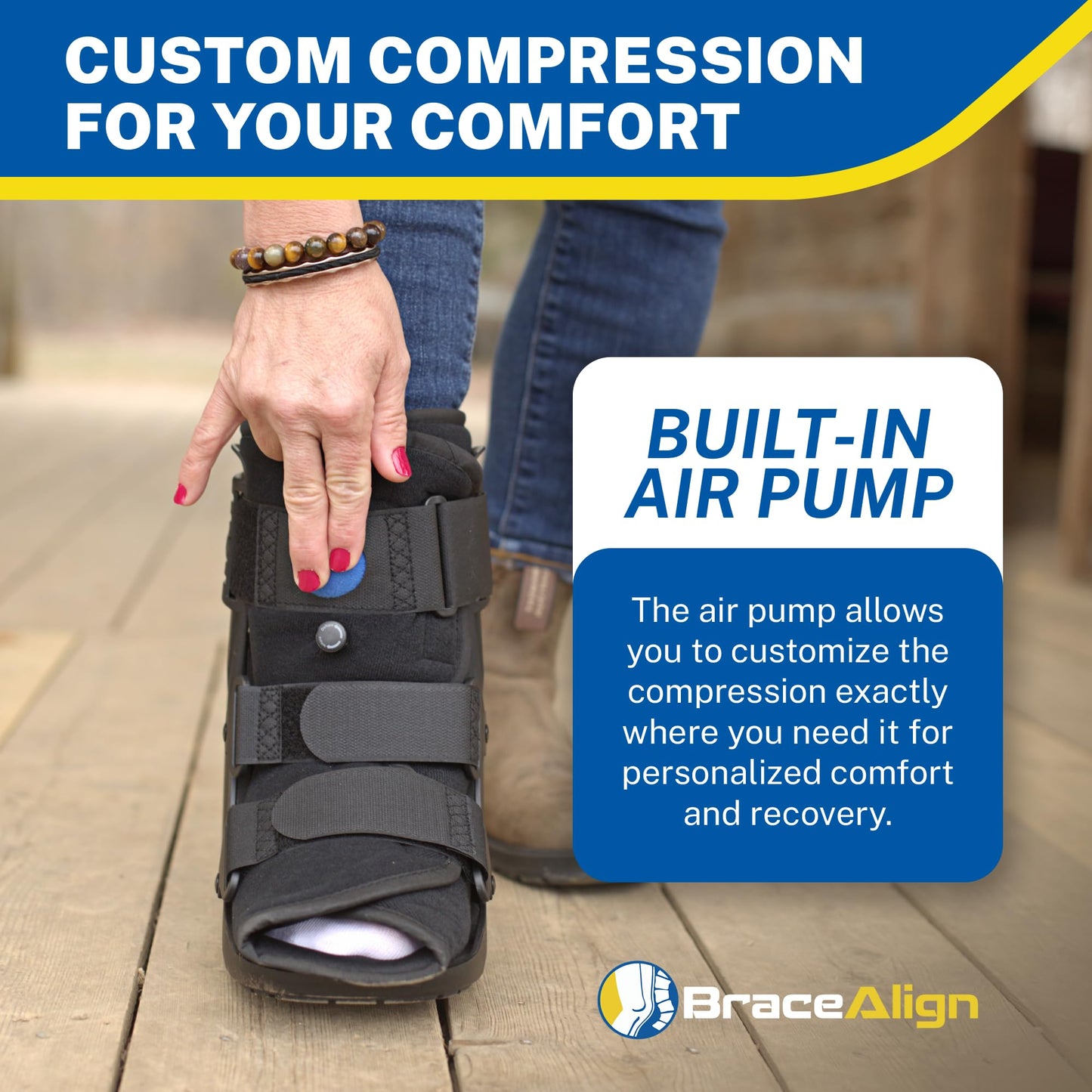 Brace Direct Air Cam Walker Fracture Boot - Short - Orthopedic Medical Walking Boot for Foot & Ankle Fractures, Sprains & Injury Stabilization Size S (Men’s US 4.5-7 / Women’s US 6-8)