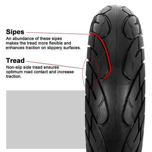 RUTU 10X2.50 Solid Tire,60/70-6.5 10X2.5 Electric Scooter Solid Rubber Tires for Ninebot MAX G30 G30P G30LP,Black 2PC