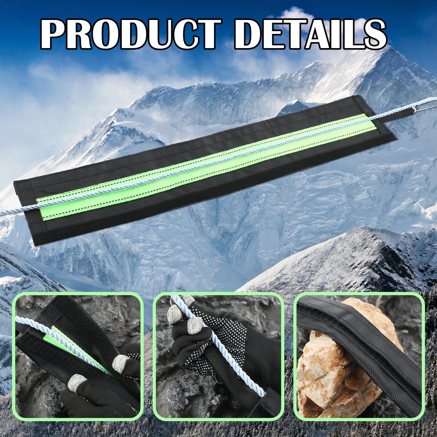 WinnerWhy 1 Pc Black Rope Protector Rock Climbing Arborist Rope Protector Sleeve Rappelling Abseiling Equipment for Outdoor Climbing Mountaineering Rock