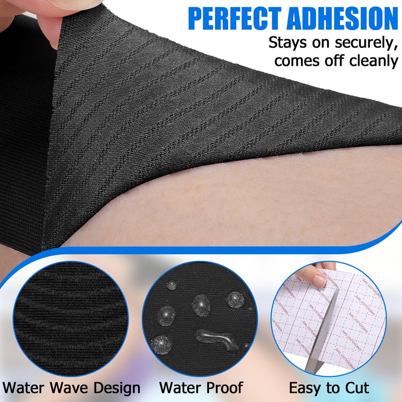 3 Pack Kinesiology Tape - Pro-Grade, Water Resistant & Breathable for Active Lifestyles, Latex-Free Cotton Elastic Tape for Muscle & Joint Support on Knee, Ankle, Shoulder, Wrist - Black 4in 5.5yd