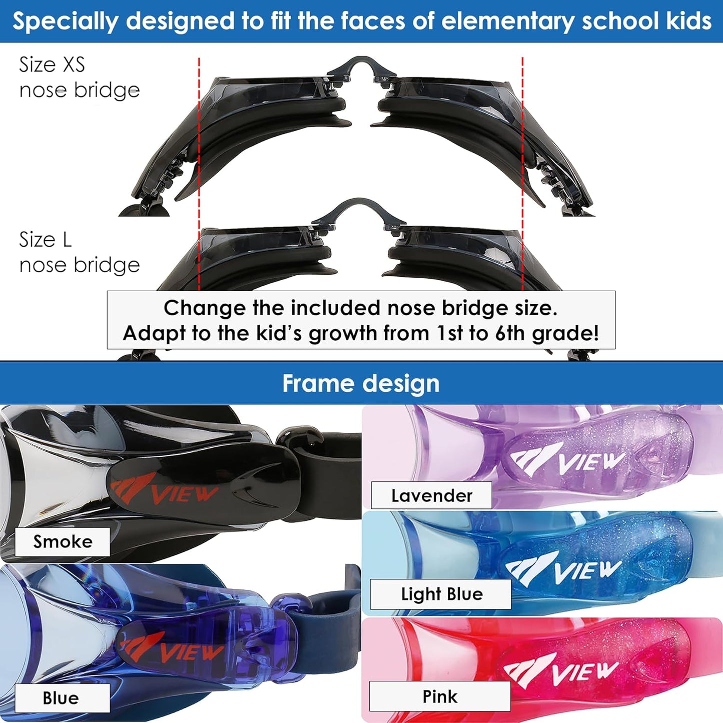 Zutto V-722JASA Anti-Fog Junior Swim Goggles | Perfect for Ages 6-12, Comfortable Fit